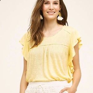 ANTHROPOLOGIE Fluttered sleeve Ina top